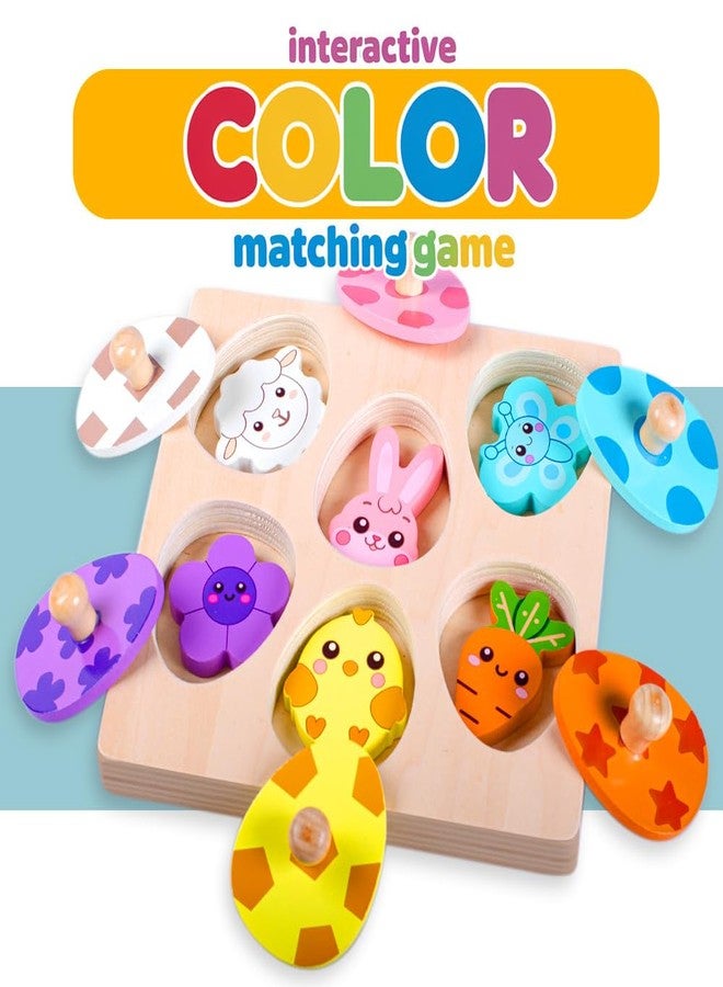 Waybla Easter Basket Stuffers - Easter-Themed Wooden Peg Puzzle for Toddlers 1-3 Years, Montessori Educational Toy and Learning Activity - Image 2